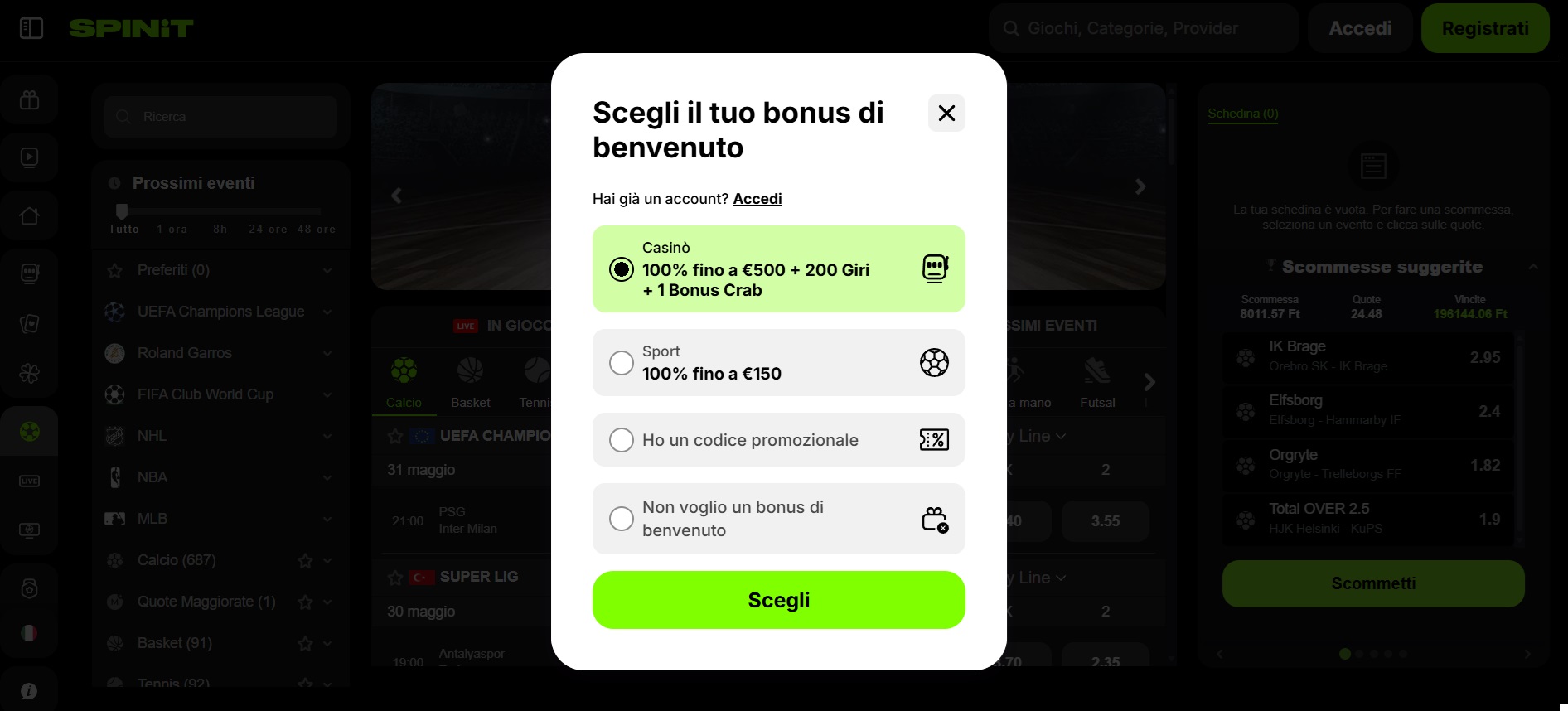 registrazione spinit